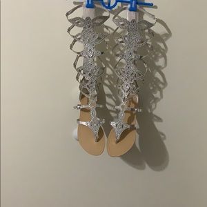 Silver gladiator sandals